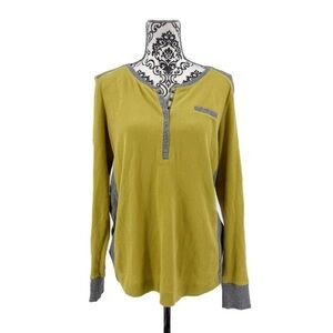 Eddie Bauer Green and Gray Long Sleeve Henley Tee, XL